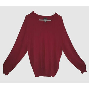 Jos A Bank Classic Collection Mens Wool V-Neck Sweater Size Large Cranberry Red